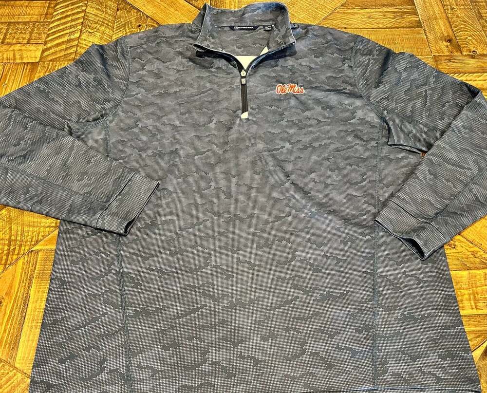 Cutter & Buck Ole Miss Rebels 1/2 Zip Pullover Size XL Grey Camo